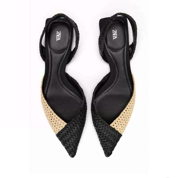 Zara Shoes - NEW ZARA woven raffia slingback flats